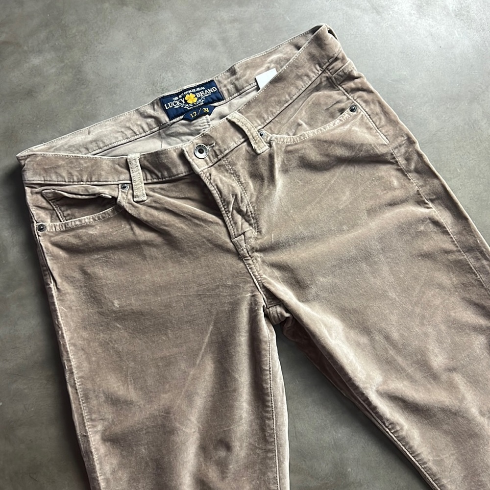 Dark beige velour, warm, lucky brand jeans